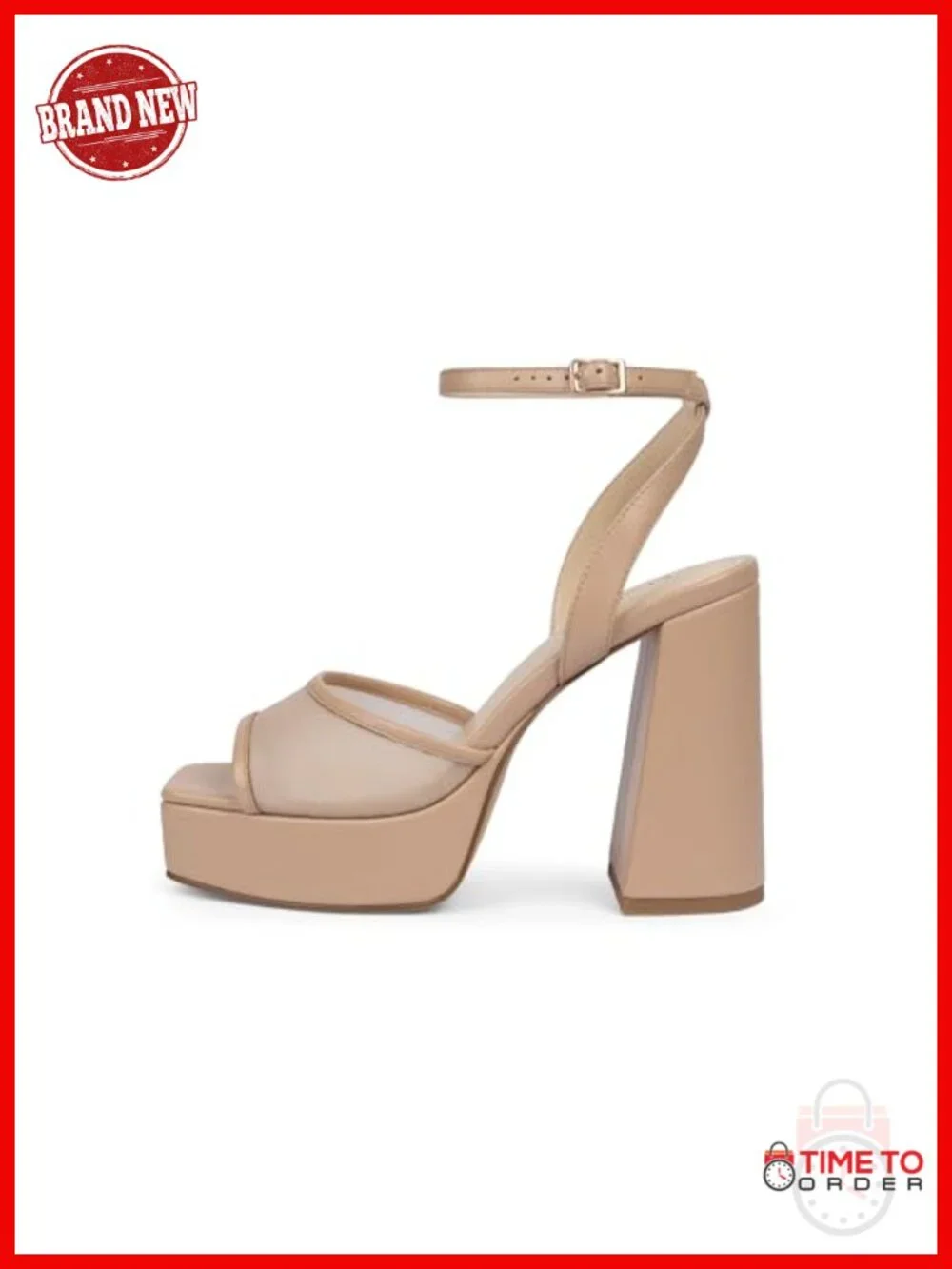 Platform Heels Chunky Heel Open Toe Ankle Strap Sandals Faux Leather